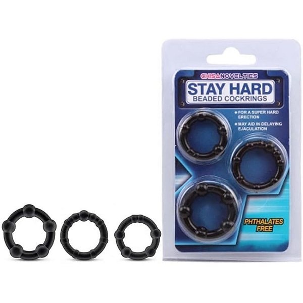 KIT ANEIS 3 ANEIS PENIANOS STAY HARD MNA2011