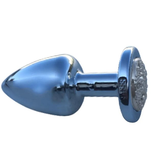 PLUG ANAL LESS CRAVEJADA HARD (HA155) CROMADO/AZUL G -