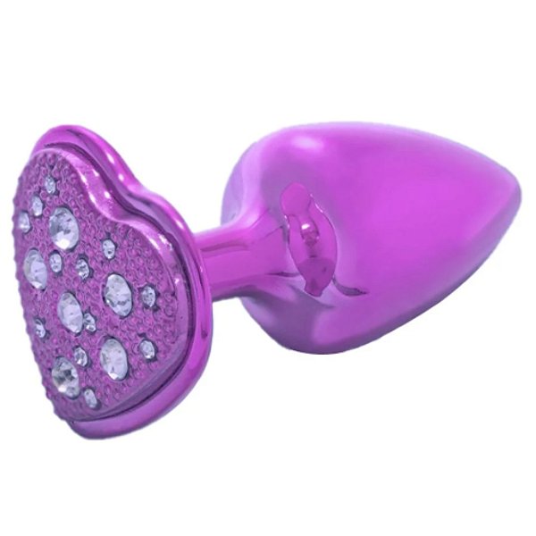 PLUG ANAL CORAÇÃO COM PEDRA CRAVEJADA EM STRASS HARD (HA136) LILÁS U