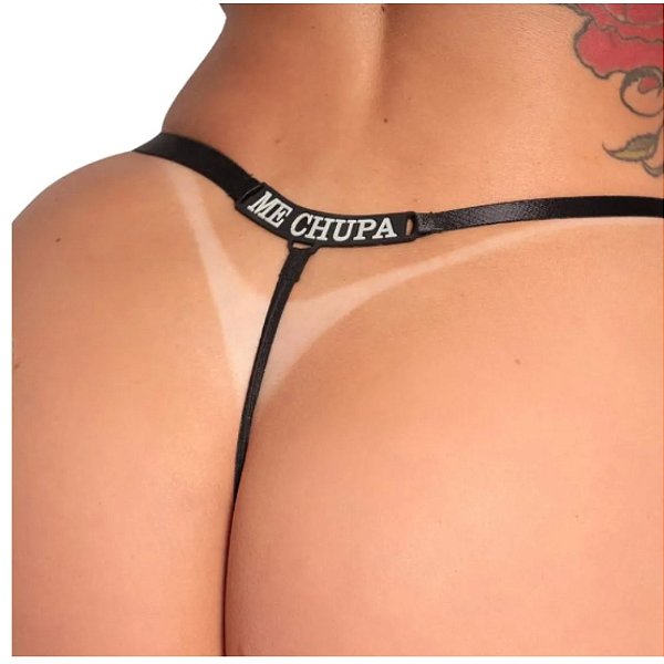Calcinha ME CHUPA - Sensual com Escrita Brilha no Escuro - PRETA