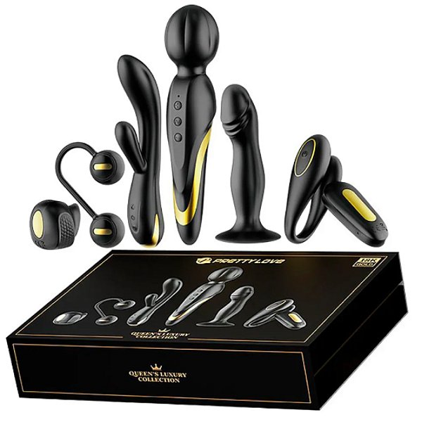 Kit do Prazer Vibradores SUPER LUXO - FOLHEADOS À OURO 18k - 6 Itens - Queens Luxury Collection - LIB BI-014888H