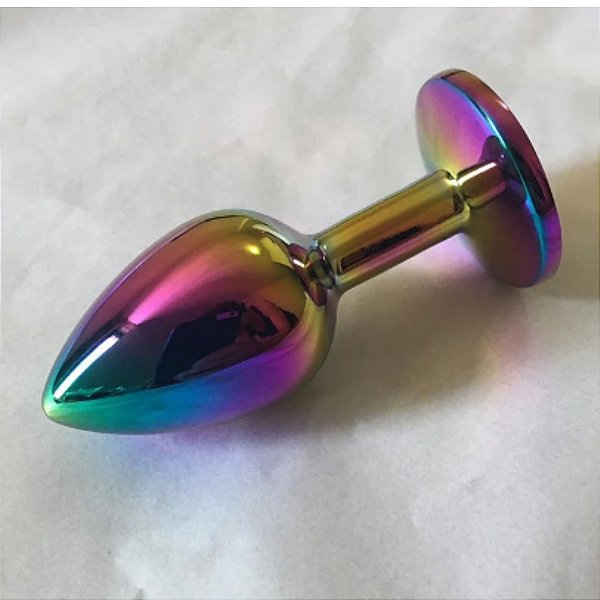 PLUG ANAL STAINLESS RAINBOW DE AÇO COM JOIA MPA130