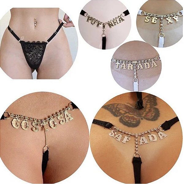 Calcinha Semi Joia - VERMELHA - Letras Palavra SEXY