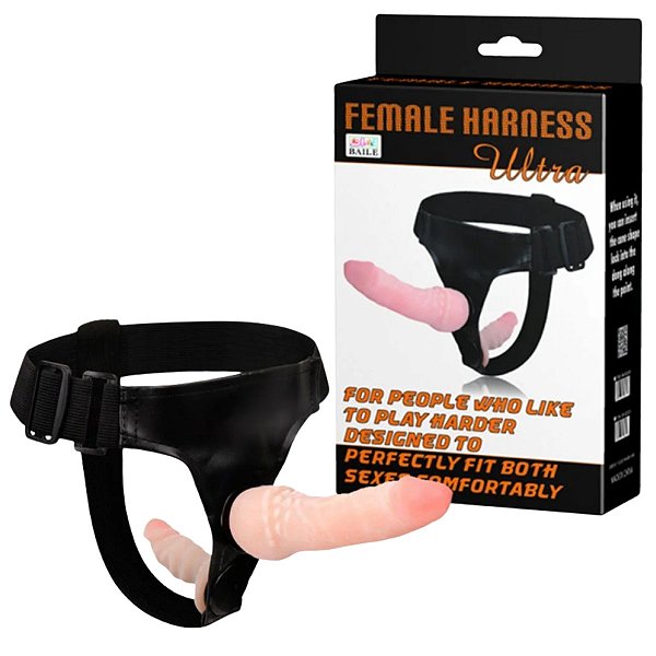 Pênis em Cyberskin Com Cinta Para Dupla Penetração FEMALE HARNESS - CT008 - BW-022020