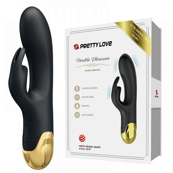 Vibrador Recarregável Luxuoso Banhado em Ouro 24k com 7 Vibrações- DOUBLE PLEASURE - PG068 / 5936