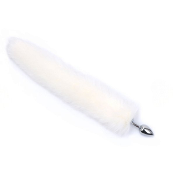 Plug Anal em Metal 7cm com Rabo Cauda Branca - VIPMIX