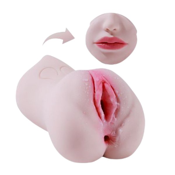 Masturbador Masculino em Formato de Vagina e Ânus com Boca