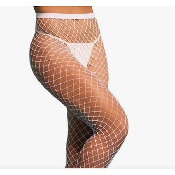 Meia Calça Arrastão com Trama Média Yaffa Y4023 - Branco