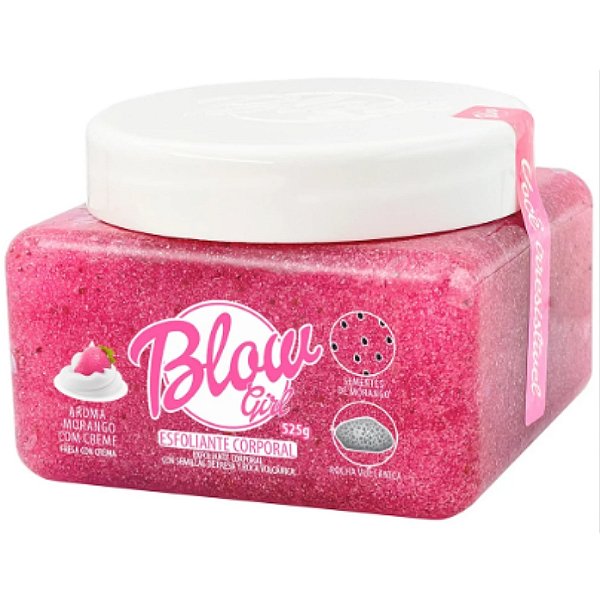Esfoliante Corporal em Gel Blow Girl Morango com Creme Rocha Vulcânica e Efeito Glow 525g - Hot Flowers