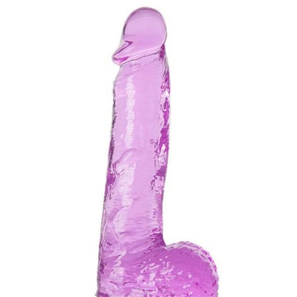 Pênis em Jelly Com Escroto e Ventosa - 20,5x3,8cm - ROXO Translúcido - PE324