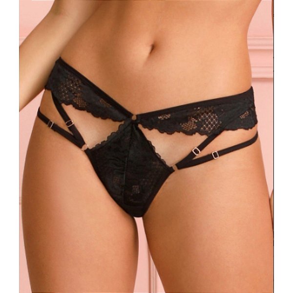 Calcinha Biquini Harness com Regulagem - Suite Prive FDLP PRETO