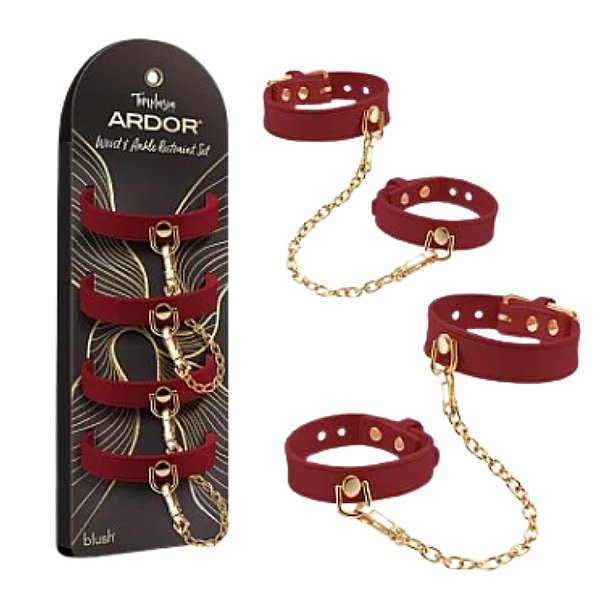 Kit Luxo Sado em Silicone Tornozeleira + Algema - Ardor - Blush