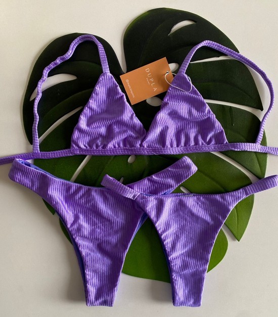 Biquini Lavanda canelado - Top Fixo