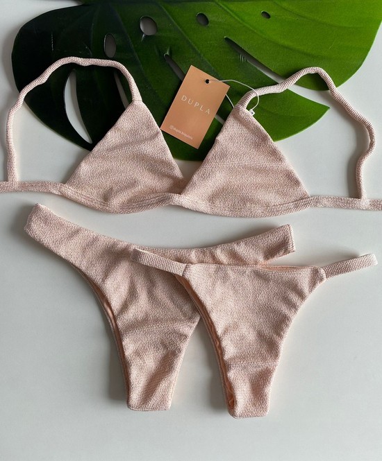 Biquini Lurex Rosê - Top Fixo
