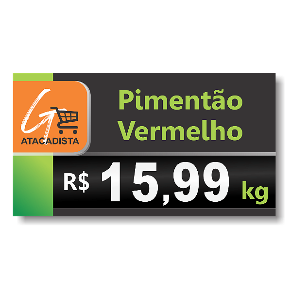 Placa de preço em PVC 17x8,5cm  - Layout Personalizado