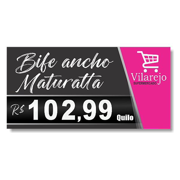 Placa de preço em PVC 20x10cm  - Layout Personalizado