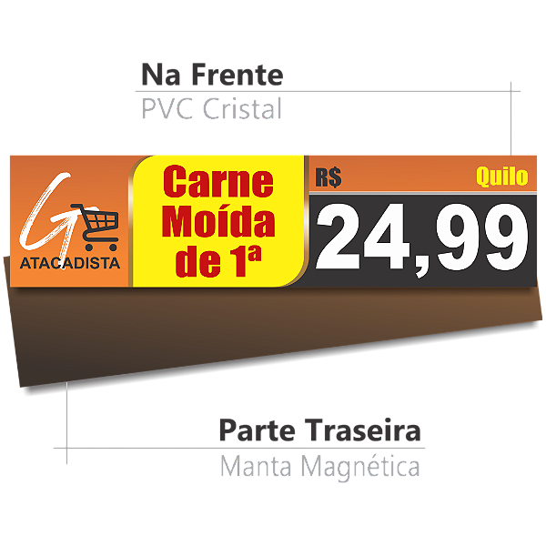 Placa de Preço Magnética 20x5cm - Layout Personalizado