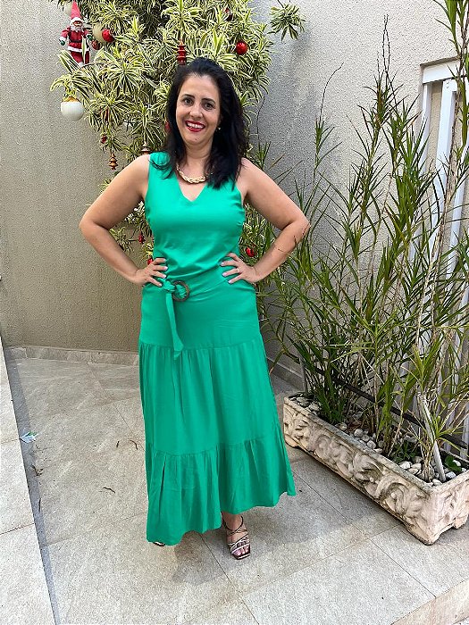 Vestido Verde com Cinto