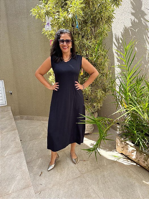 Vestido Malha com Bolso