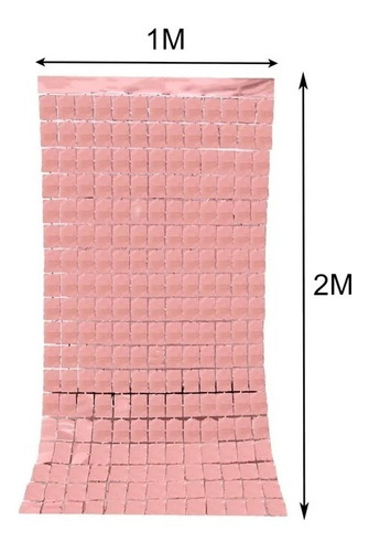 Cortina Metalizada Quadradinho Painel 1x2m Festa - ROSE