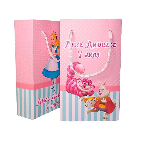 Sacolinhas Personalizadas Alice no País das Maravilhas rosa e azul