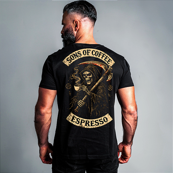 Camiseta Moto Sons Of Coffee Espresso Motor MC Mamba Motors
