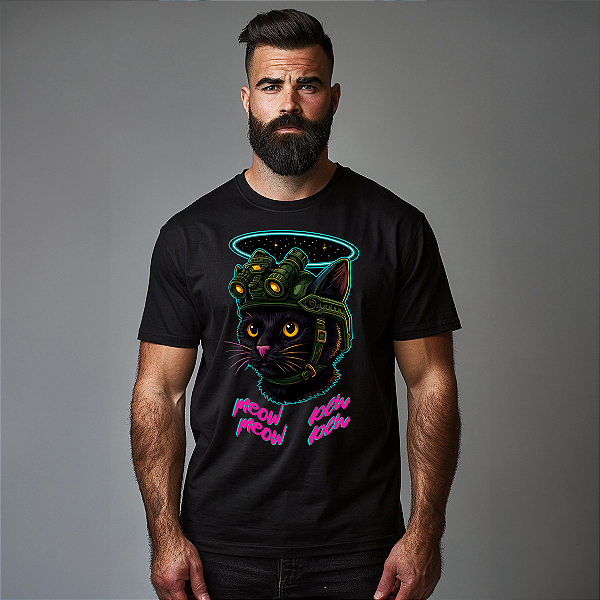 Camiseta militar concept Mamna Meaw Meaw Pew Pew