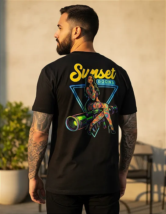 Camiseta Mamba Army Sunset Goons Neon Launcher Girl