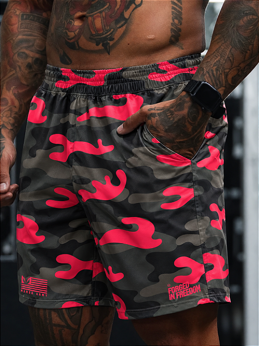 Short Mamba Red Camo – Bermuda Masculina Tactel Camuflada