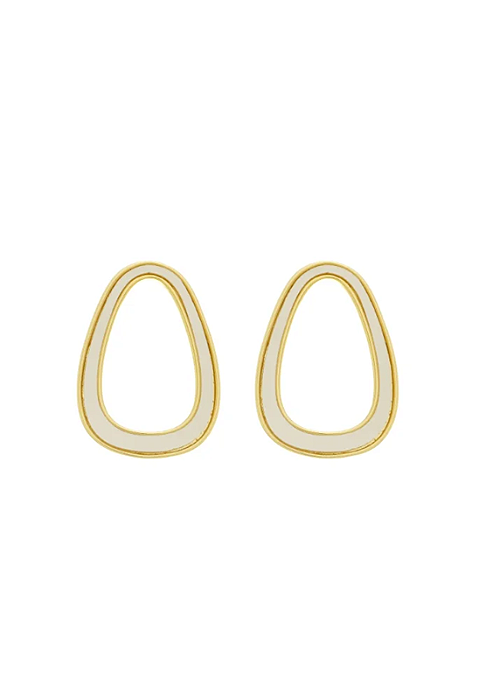Brinco Oval Orgânico Madrepérola • Banhado a Ouro 18k