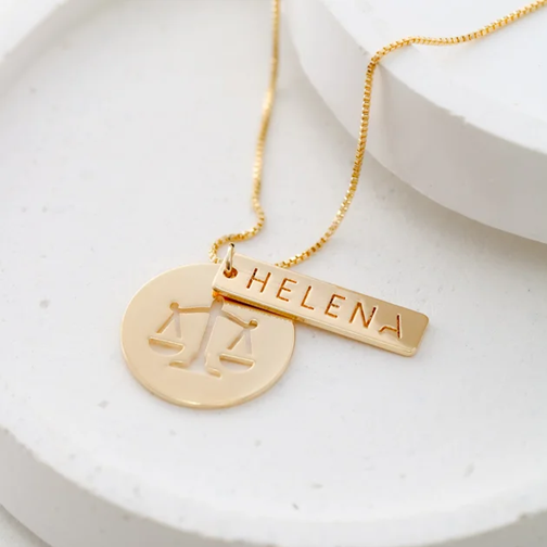 Colar personalizado mandala de profissão e nome - Banhado a Ouro 18k