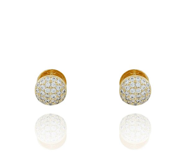 Brinco Redondo Articulado Cravejado - Banhado a Ouro 18k