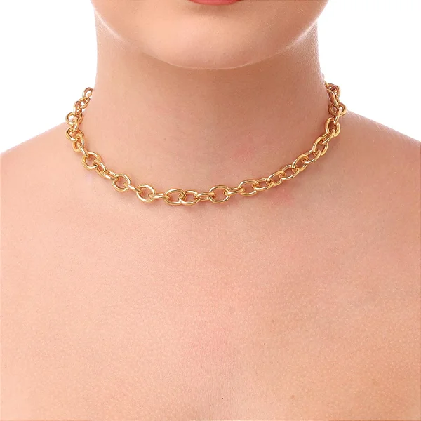 Choker de Elos Arredondados • Banhado a Ouro 18k