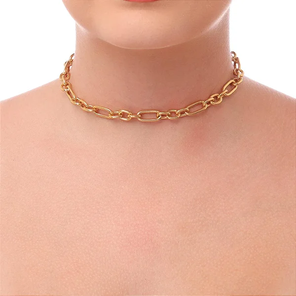 Choker de Elos 3x1 • Banhado a Ouro 18k