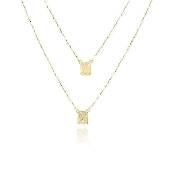 Escapulário Deus É Fiel • Banhado a Ouro 18k