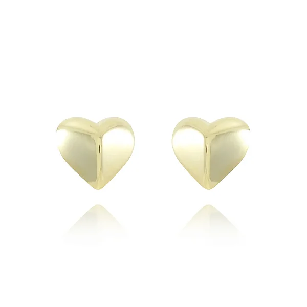 Brinco De Coração Liso • Banhado a Ouro 18k