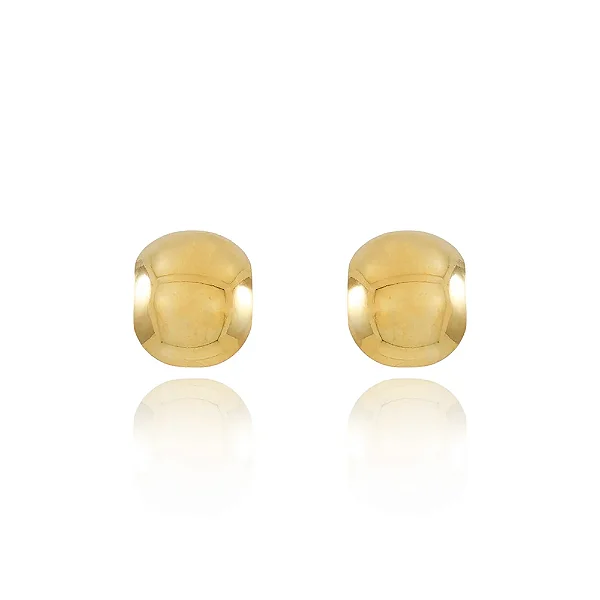 Brinco Meia Argola Abaulada Lisa • Banhado a Ouro 18k