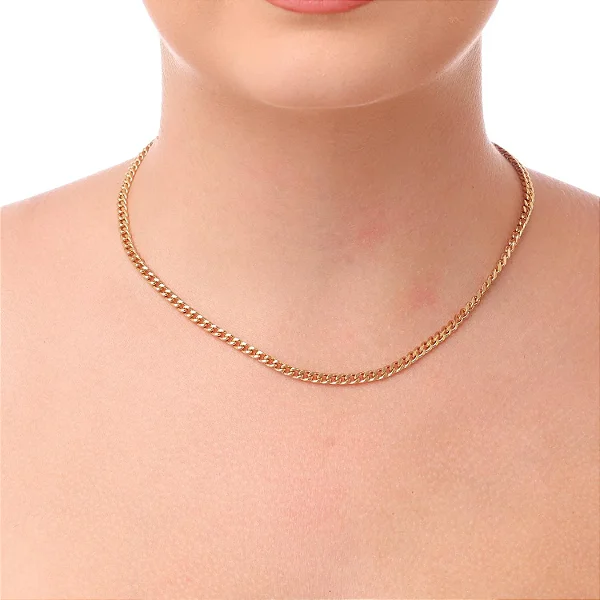 Choker de Elo Grumet - 32cm+10cm • Banhado a Ouro 18k