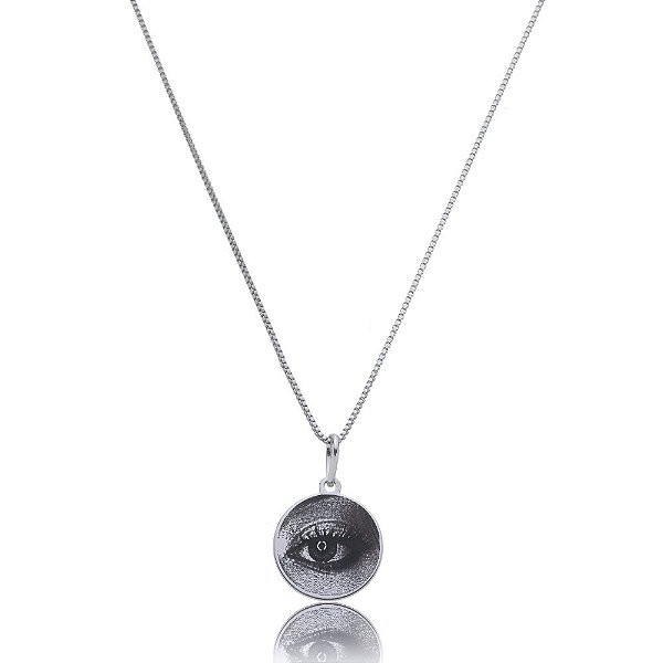 Colar Pingente Redondo 1,5cm Fotogravação Personalizado • Banhado a Ouro 18k