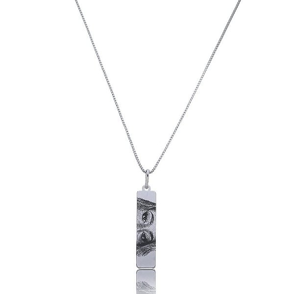 Colar Plaquinha com fotogração a laser • Olhar / Personalizado • Banhado a Ouro ou Prata