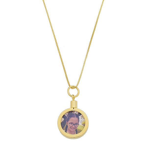 Colar Capsula Baby com foto • Banhado a Ouro ou Prata
