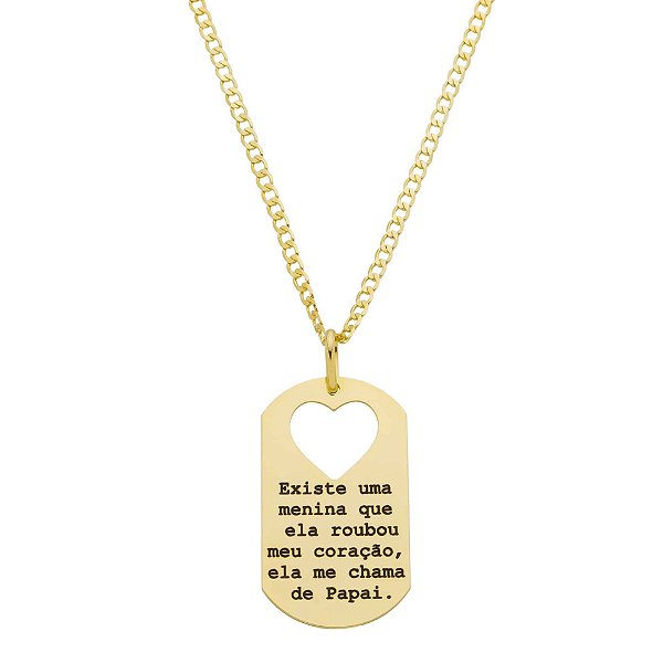Colar Frase Coração Vazado Personalizado • Banhado Ouro ou Prata