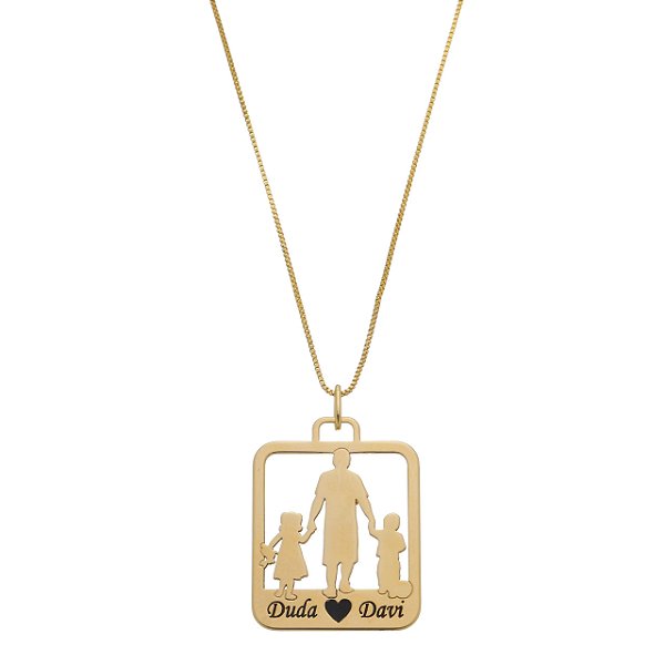 Colar Masculino Pai e Crianças nomes Personalizados • Banhado a Ouro ou prata