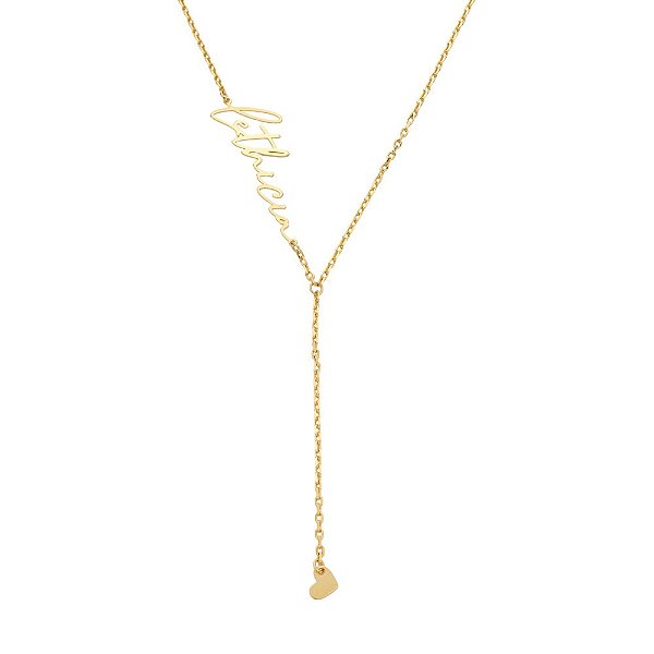 Colar Gravatinha Nome e Boneco ou coração Personalizado • Banho Ouro ou Prata