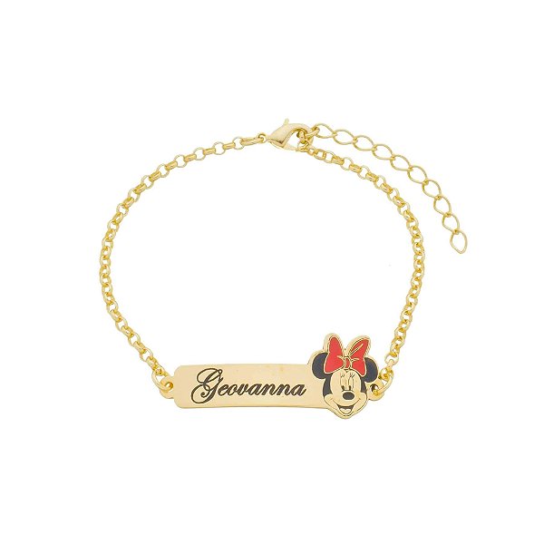 Pulseira Infantil Nome Minnie Personalizado • Banho Ouro ou Prata