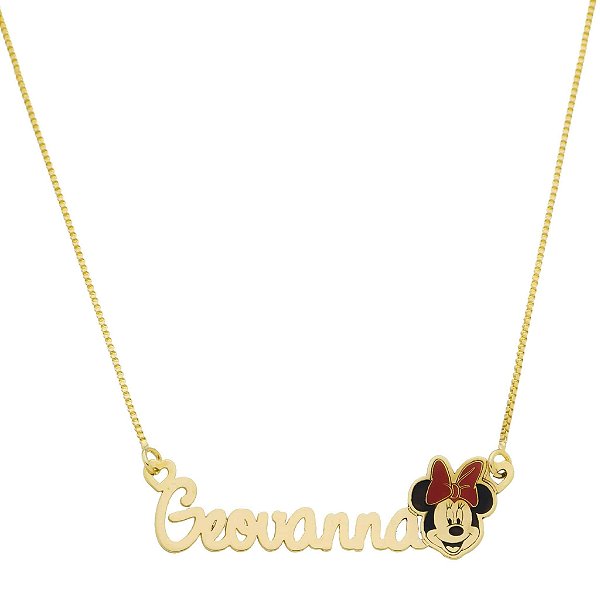 Colar Infantil Minnie Nome Personalizado • Banho Ouro ou Prata