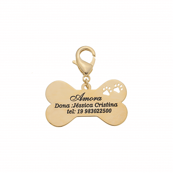 Pingente Pet Personalizado com Informações • Banho Ouro ou Prata
