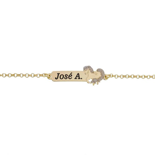 Pulseira Infantil Cavalo Ródio e Nome Personalizado • Banhado a Ouro ou Prata