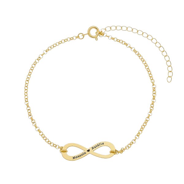 Pulseira Infinito Personalizada – Nome, Profissão ou Combinação • Banhado a Ouro ou Prata