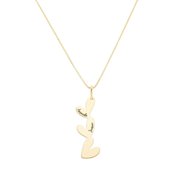 Colar Corações Verticais + nomes Personalizado • Banhado a Ouro ou prata